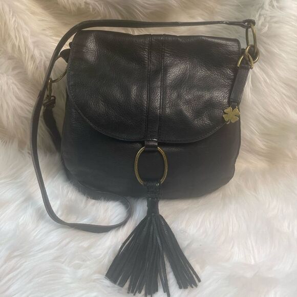 Lucky Brand soft black leather medium shoulder bag with satchel accent . - Picture 1 of 13